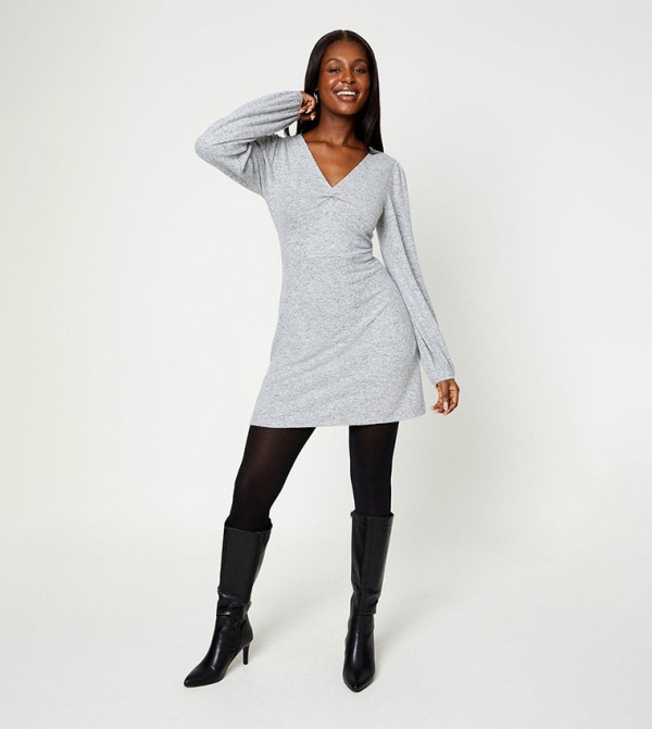 Brushed Soft Touch Ruched Front Mini Dress