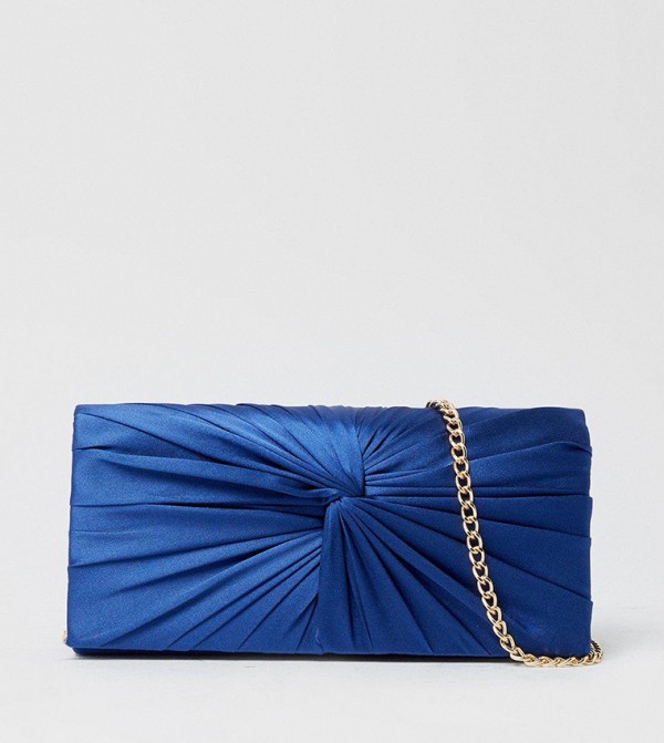 Twist Front Satin Clutch Bag