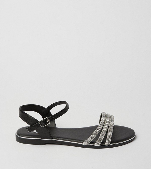 Wide Fit Fern Embellished Flat Sandals