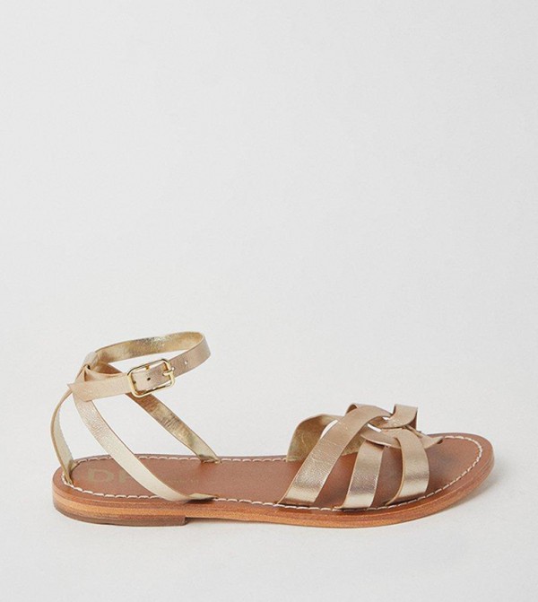 Wide Fit Leather Jaleesa Woven Flat Sandals