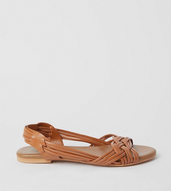 Leather Jocelyn Plaited Flat Sandals