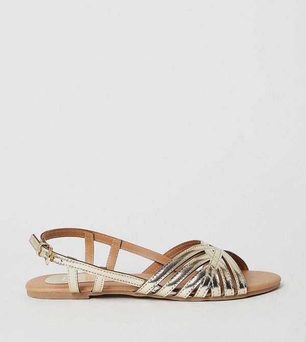 Fiona Lattice Peep Toe Slingback Flat Sandals