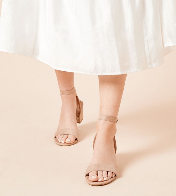 Tommi Barely There Mid Block Heel Sandals