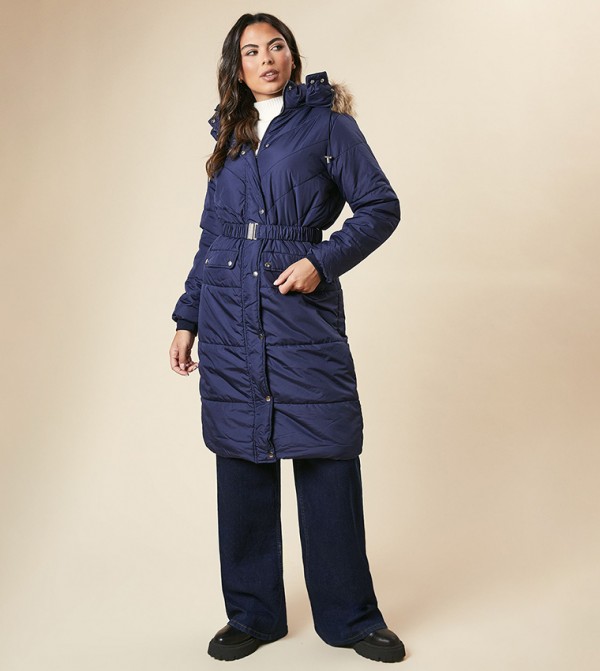 Midi Luxe Belted Puffer Jacket