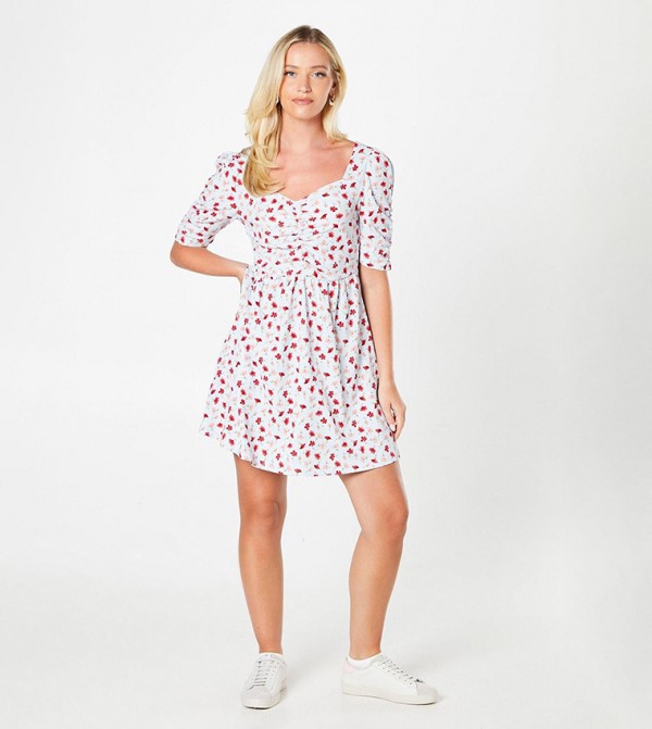 Floral Printed Ruched Mini Dress