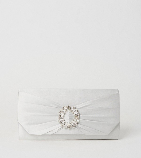 Tyla Diamante Trim Satin Clutch