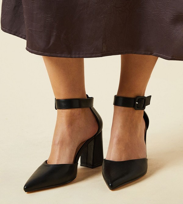 Wide Fit Echo Buckle Detail Ankle Strap Pumps