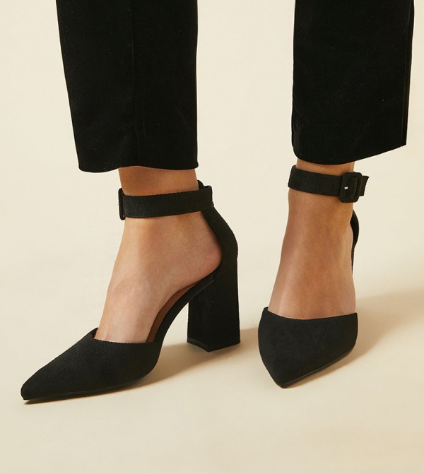 Wide Fit Echo Buckle Detail Ankle Strap Pumps