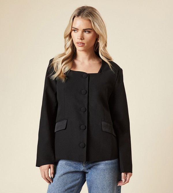 Petite Satin Sweetheart Neck Jacket