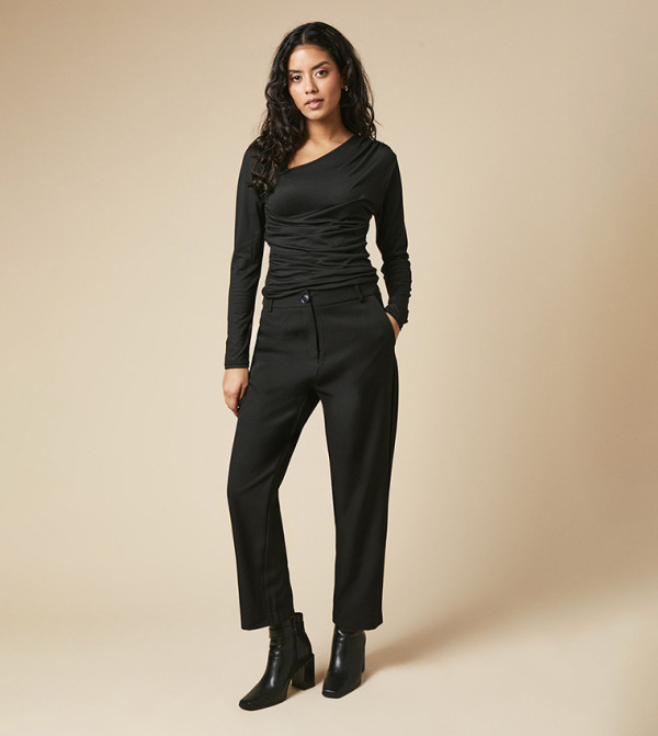 Petite Button Front Ankle Grazer Trousers