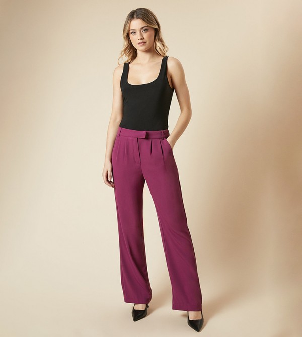 Solid Straight Fit Trousers