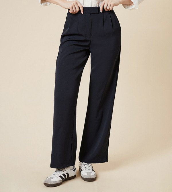 High Waist Straight Fit Formal Trousers