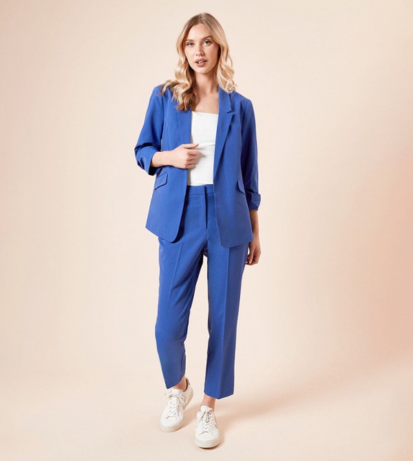 Ruched Sleeves Single Breasted Blazer