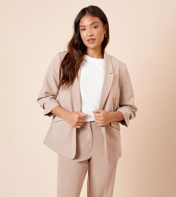 Petite Ruched Sleeves Blazer