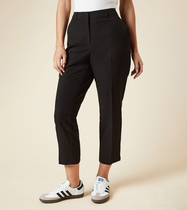 Petite Solid Cropped Trousers
