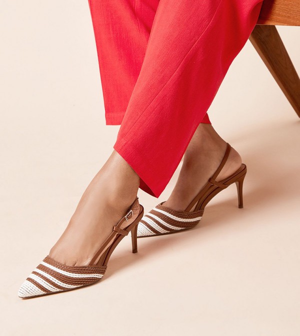 Delight Faux Leather Two Tone Slingback Pumps