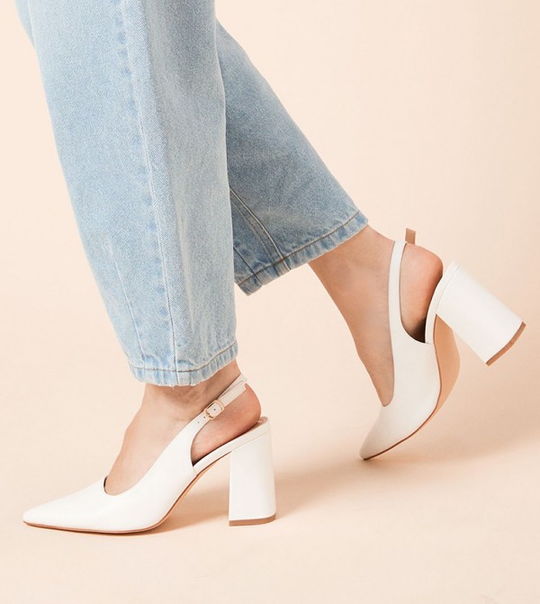 Ellens Pointed High Block Heel Slingback Pumps