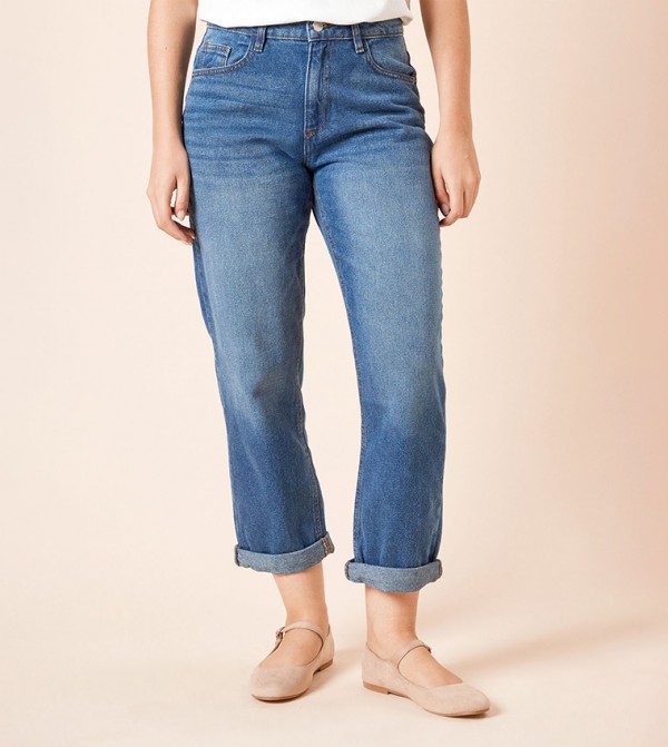 Ankle Grazer Fold Up Boyfriend Jeans