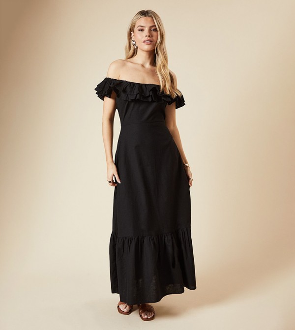Off Shoulder Ruffle Maxi Dress