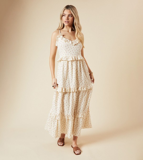 Floral Print Strappy Maxi Dress