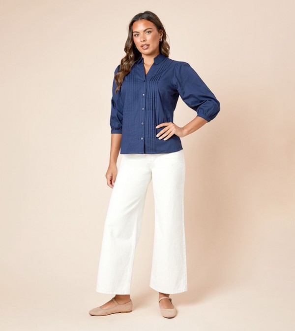 Poplin Pintuck Long Sleeves Shirt