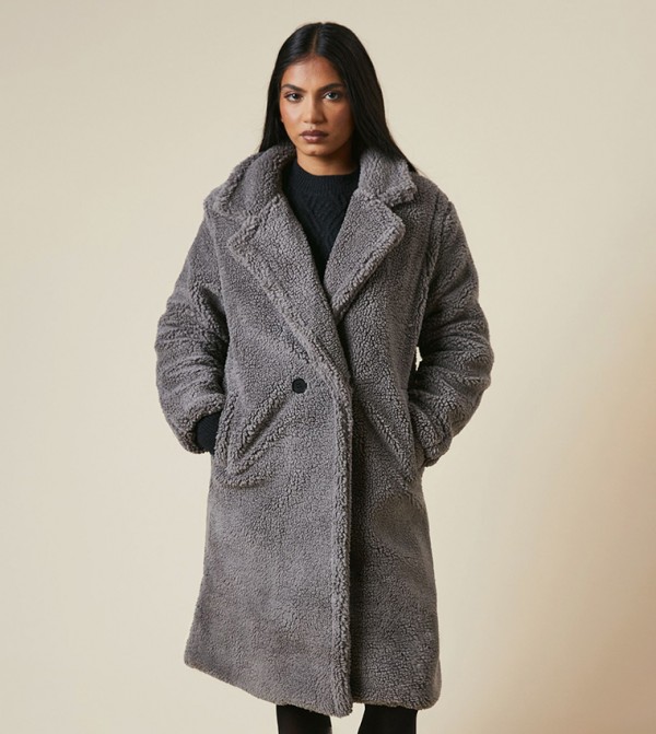 Borg Collared Midi Coat