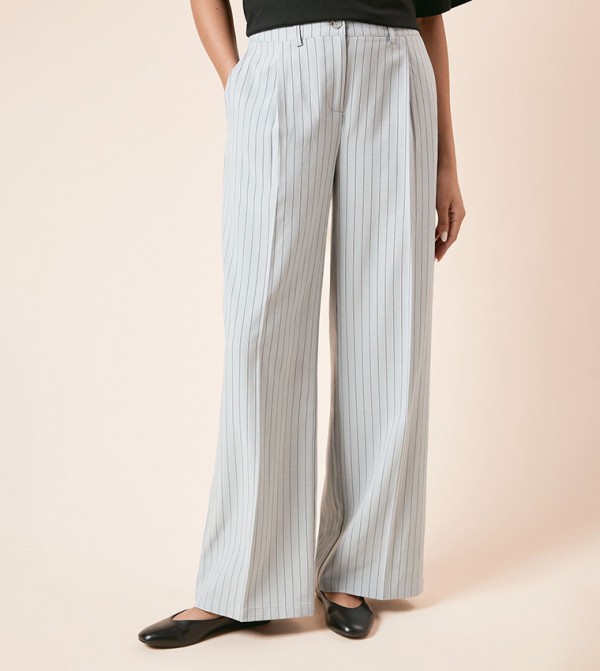 Striped High Waist Wide Leg Trousers