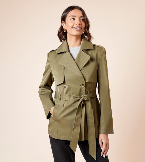 Double Breasted Belted Trench Coat