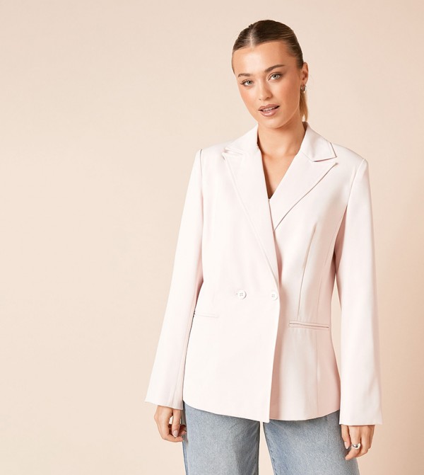 Seam Front Detail Long Sleeves Blazer