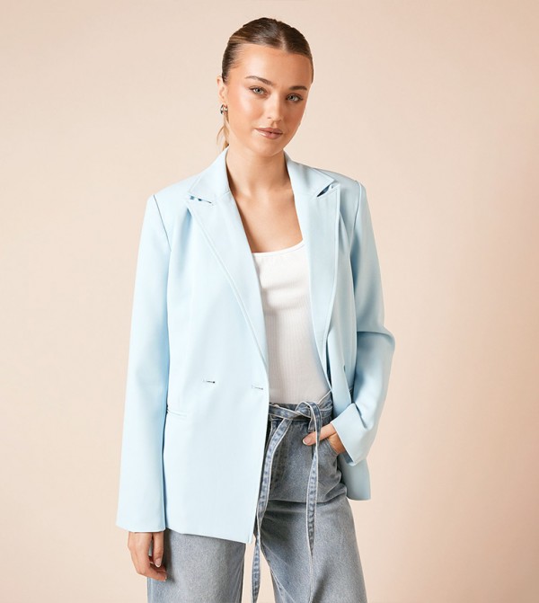 Seam Front Detail Long Sleeves Blazer