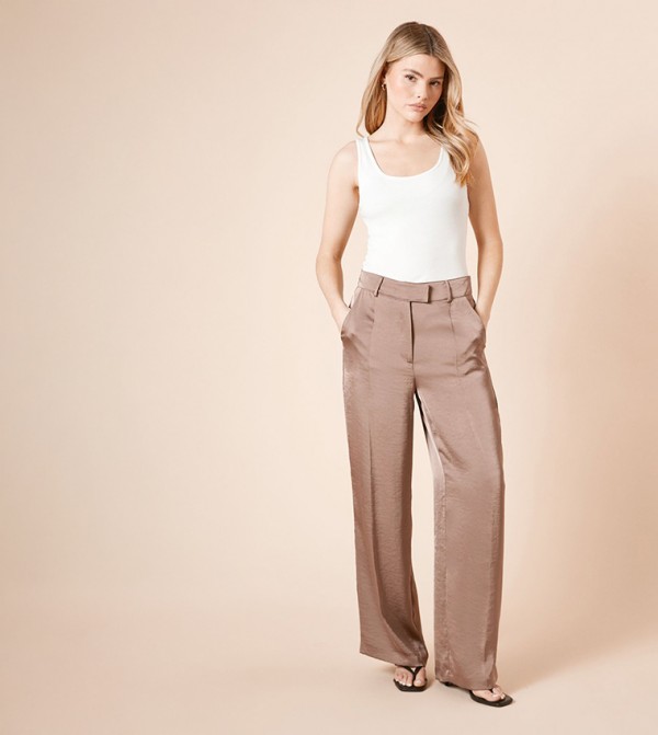 Satin Straight Fit Trousers
