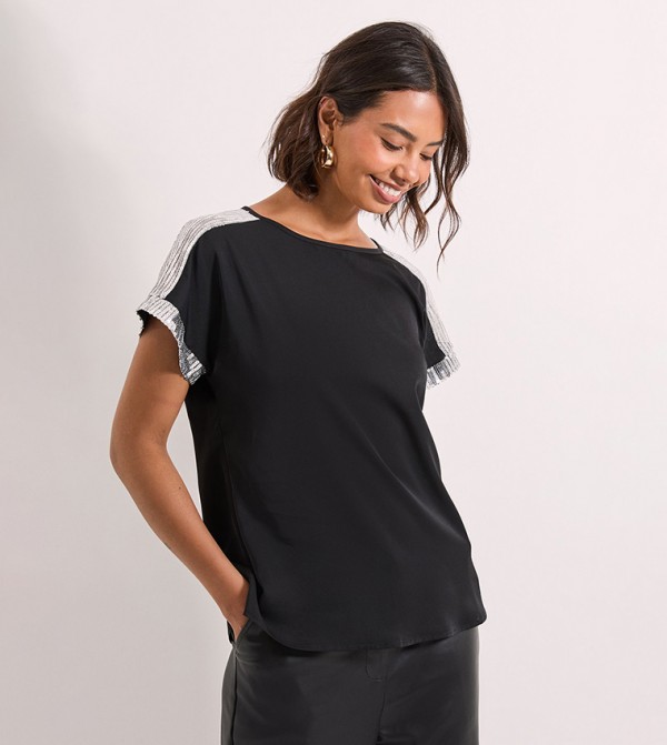 Short Sleeves Sequin Top