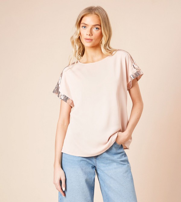 Sequined Detail Short Sleeves T-Shirt