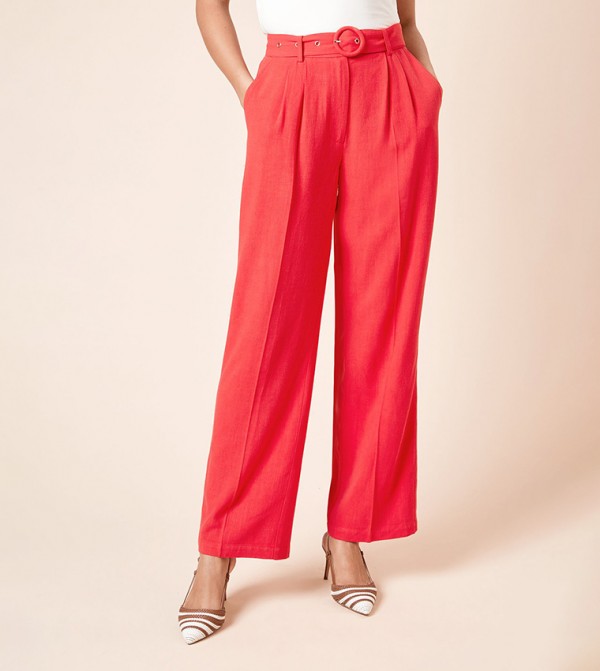 High Waist Belted Wide Leg Trousers