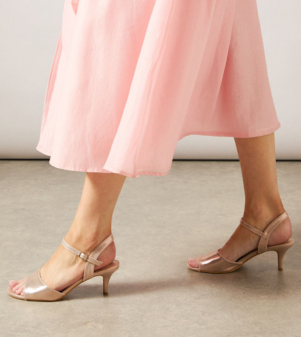 Sharon Metallic Medium Heel Sandals