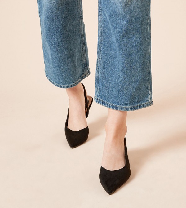 Odessa Faux Suede Pointed Slingback Kitten Pumps