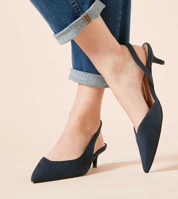 Odessa Faux Suede Pointed Slingback Kitten Pumps