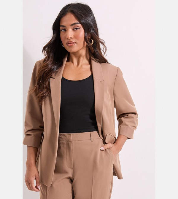Petite Ruched Sleeves Blazer