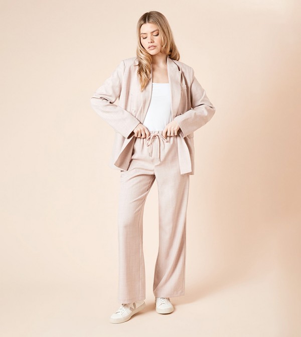 Elastic Waist Wide Leg Striped Trousers