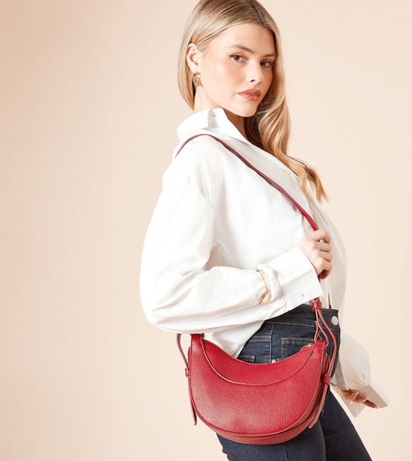 Relly Faux Leather Half Moon Crossbody Bag