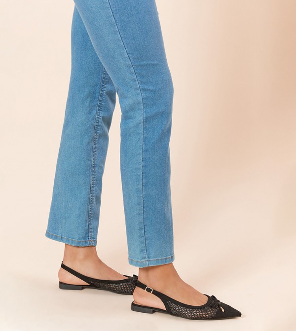 ANOUK Faux Suede Woven Detail Slingback Flats Shoes