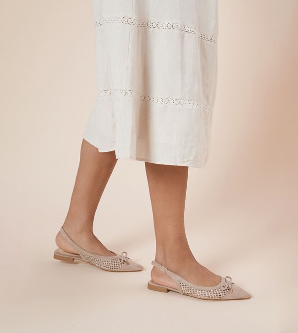 ANOUK Faux Suede Woven Detail Slingback Flats Shoes