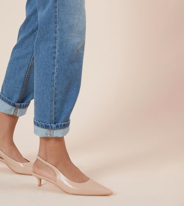Faelina Faux Leather Slingback Kitten Heel Pumps