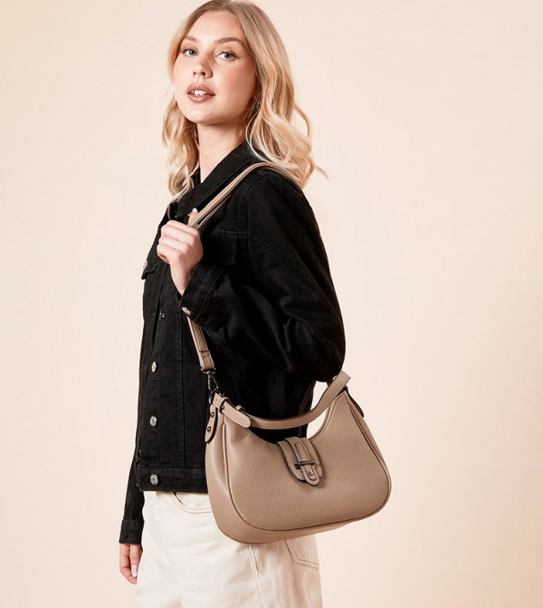 Rhonda Faux Leather Metal Accent Shoulder Bag