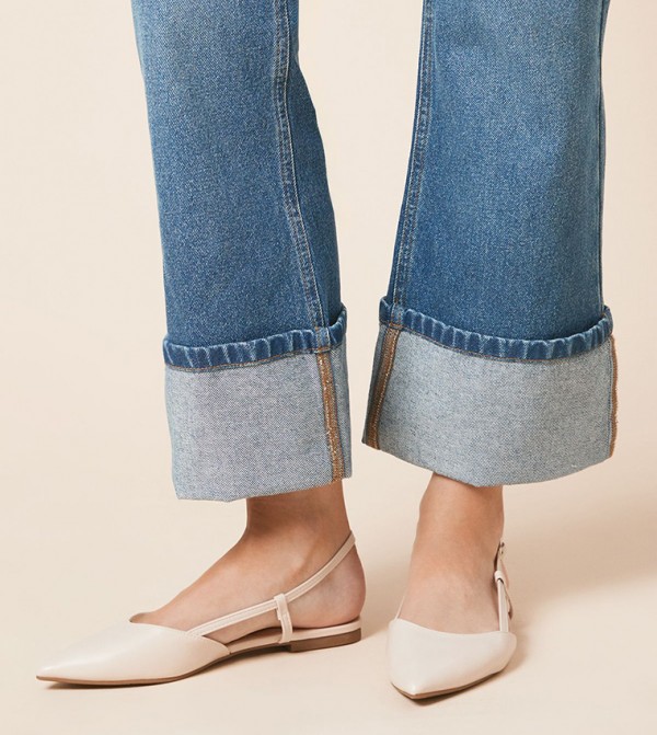 Briony Faux Leather Pointed Slingback Flat Shoes