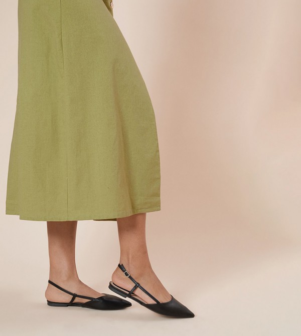 Briony Faux Leather Pointed Slingback Flat Shoes