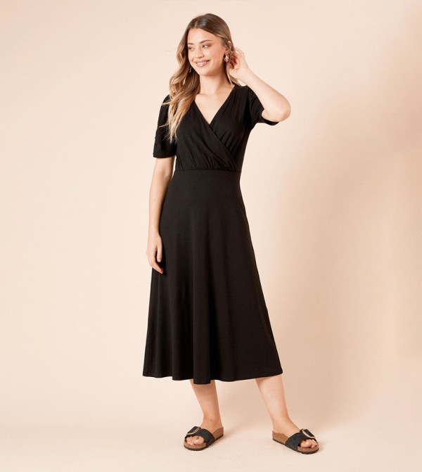 Wrap Front Midi Dress
