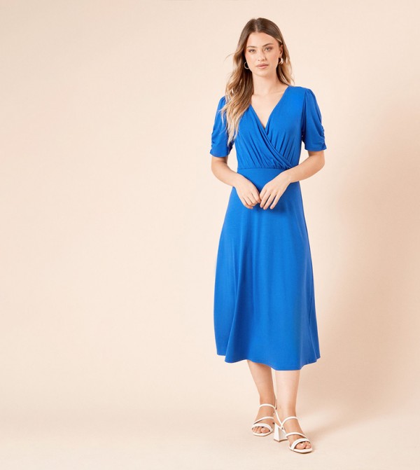 Wrap Front Midi Dress
