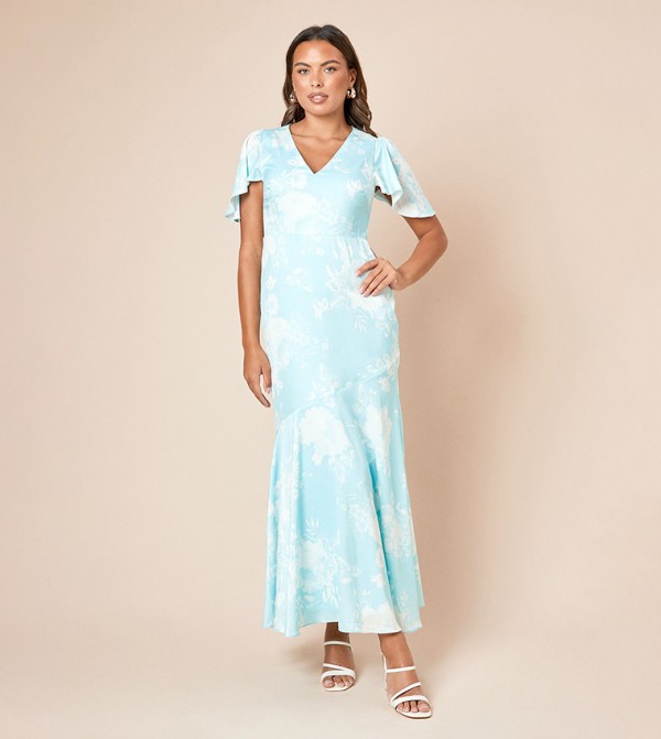 DP Luxe Angel Sleeves V-Neck Midi Dress