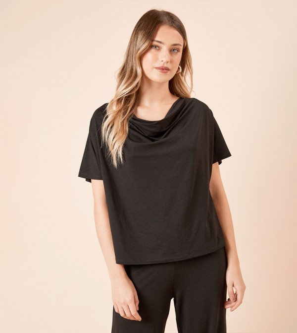 Solid Cowl Neck T-Shirt